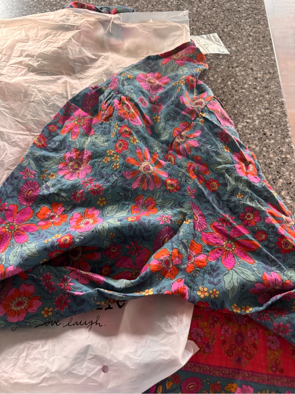 NATURAL LIFE Teal and Pink Floral Button-Front Boho Top - Picture 4 of 5